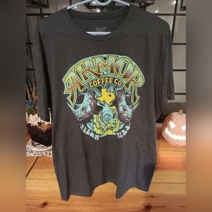 ARMOR COFFEE TEE SHIRT, XL, Gray, Great condition
